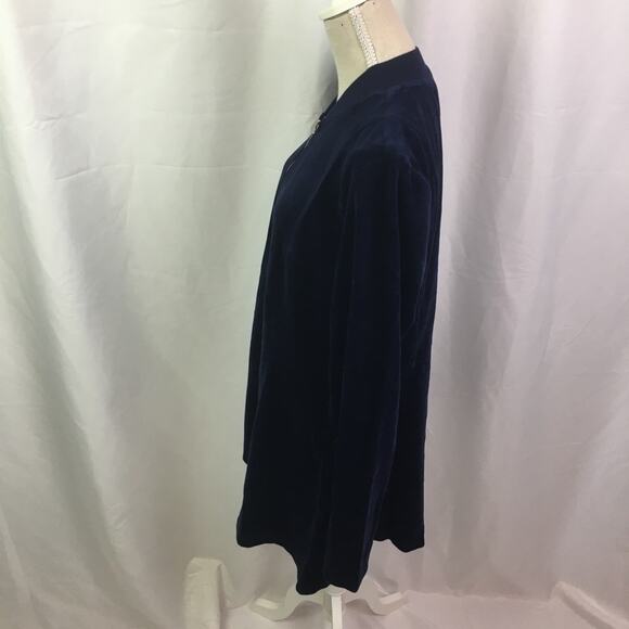 Denim & Co Velour Fit & Flare Jacket Navy XS - Picture 9 of 14